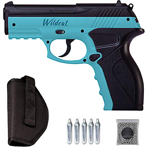 Pistola de balines Wildcat Blue C11 4.5mm CO2 Acero con Holster y munición