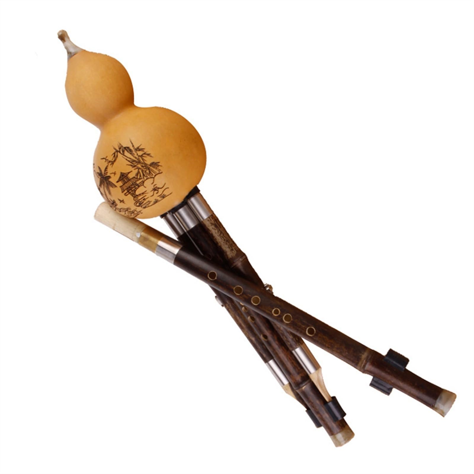 Ethnisches Hulusi-Instrument, Natürliche Kürbisflöte, Für Schüler Und Anfänger, Doppelt Gestimmtes, Abnehmbares Hulusi Professional Hulusi (Color : C key and B flat)