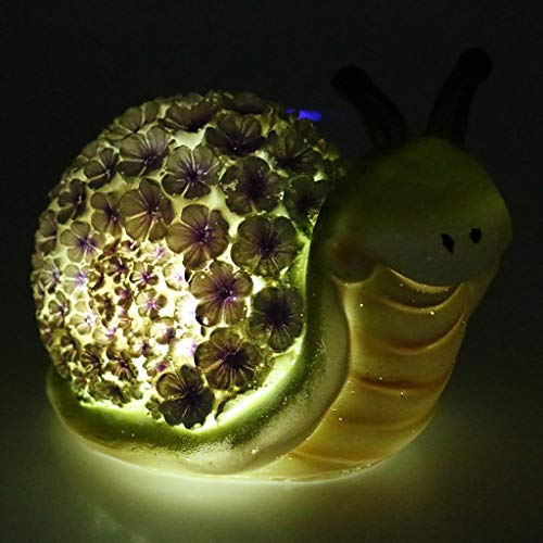 Flameer Resina Hand Crafted Solar Caracol Luz Ornamentos Decorativos De Animais De Jardim