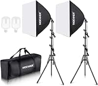 Kit Softbox Neewer Pacote com 2 Lâmpada para Estúdio Fotografia Preto, Tricolor 85W Equivalência de 700W, Plug Tomada Padrão Us