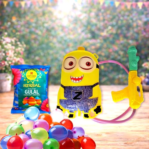 Image of CraftVatika Holi Colors, with Tank, Pichkari for Child 7-15, Holi Celebrations, Gift Box, Soft Gulal, Decoration Items, Gadgets Items Gulal Festive Celebration Kit
