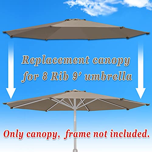Strong Camel Replacement Patio Umbrella Canopy Cover For 9Ft 8 Ribs Umbrella (Canopy Only) (Taupe) #TOP2