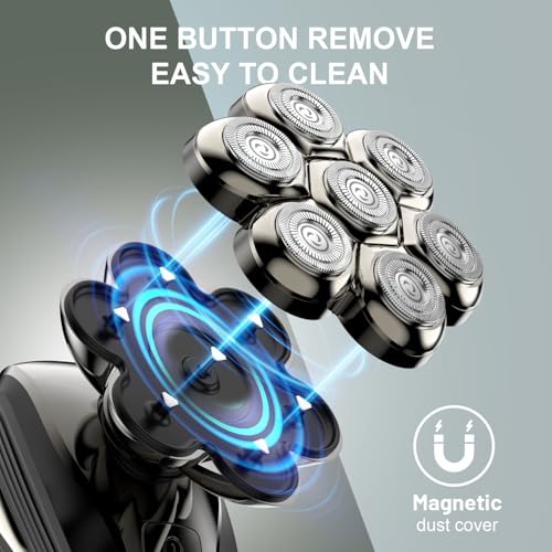 Image of Head Shavers for Bald Men: 7D Floating Electric Razor with Magnetic Removable Head, IPX7 Waterproof Shaver, LED Display & Type-C Fast Charging (Taupe)