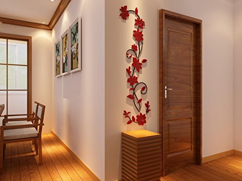 3D Rattan Flower Wall Murals For Living Room Bedroom Sofa Backdrop Tv Wall Background, Originality Stickers Gift, Wall Decor Decal Sticker (55(H) X 17(W) Inches) #TOP2