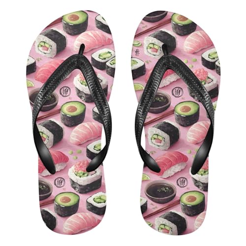 Flip Flop Sandals Anime Sushi Print for Women Men Beach Outdoor XS