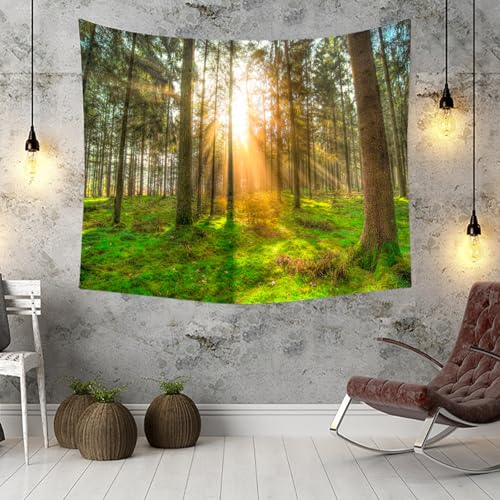 Tapisserie murale nature tissu lumière soleil forêt décoration - 3