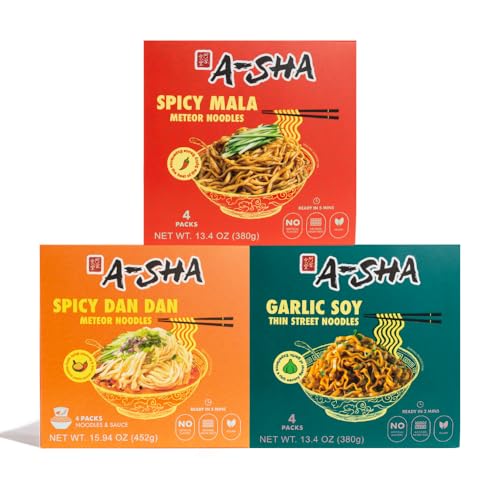 A-Sha The Signature Noodles Collection (3 Flavors, 12 Packs) | 11g+ of Protein | Premium Air Dried Never Fried Noodles