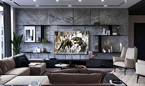 Bull Print Oil Painting On Canvas, Abstract Bull Stock Market Painting, Spanish Bull Home Decor Modern Printed Print Large Bull Wall Art, Bull Print Printed Painting Gift (13"X26") (24"X36", Style 1) #TOP6