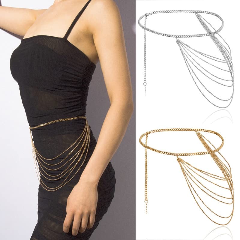 Catena Portagioielli Multistrato Per Cintura In Metallo – Accessorio Per Feste, Abiti E Jeans – Regalo Per Donna, 4 Lunghezze Disponibili - 2