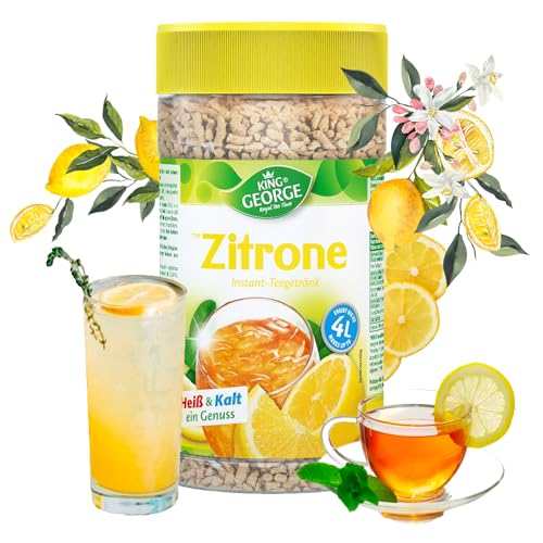 King George Bebida de té instantánea de limón, 12 x 400 g Bebida de té instantánea de cítricos y limón con Vitamina C, Paquete económico de té en Migas, Bebida en Polvo, Bebida refrescant