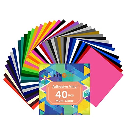 HTVRONT Permanent Adhesive Vinyl Sheets for Cricut Machine, 40 Sheets 12" x 12" Permanent Vinyl Bundle for Cups, Decals, Craft Projects