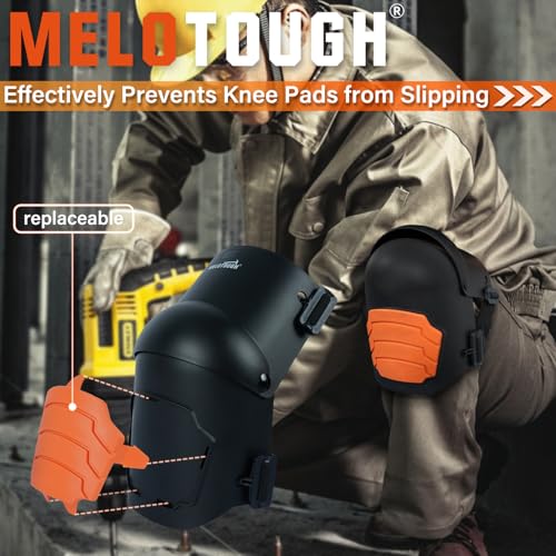Image of MELOTOUGH Knee Pads for Work,Construction,Flooring,Gardening-Comfortable and Flexible(Orange)