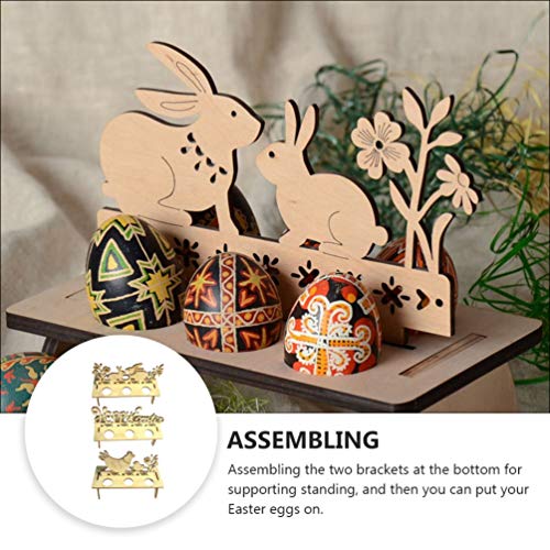 NUOBESTY 3 stks Pasen Ei Houder Houten Pasen Ei Plank Konijn Kip Vorm Pasen Eieren Display Stand Desktop Ornament Pasen… - Image 3