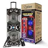 QAISE Professional Bluetooth Speaker & Party Karaoke Machine with Deep Bass, Dual 15” Subwoofer, 1.5