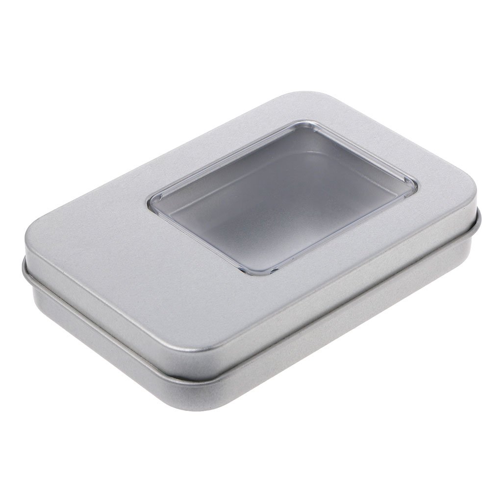 ZBIianxer Rectangular Tinplate Storage Box Tin Silver for Case Organizer for Small Paper Note Card Craft Organization Bottle Spray Organizer Basket Rack Tank Container Airtight Glass Dispenser