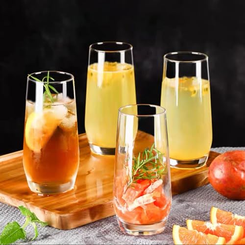 image for Ufrount Highball Glasses Set of 4,Tall Drinking Glasses 18oz,Clear Coc