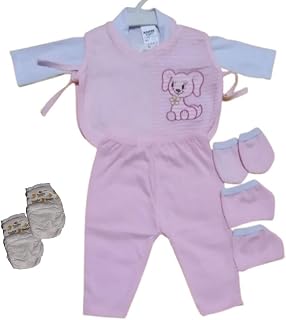Roupinha para bebê reborn 5 peças + 2 fraldinhas RN
