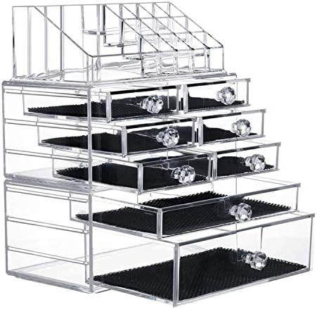 iPEGTOP Large Clear Acrylic Cosmetic Make up Organiser, 3 Tier Stackable 8 Drawers Makeup and Jewelry Storage Boxes Lipsticks Nail Polish Brushes Display Organizer for Bathroom Counter Dresser