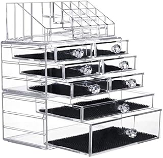 iPEGTOP Large Clear Acrylic Cosmetic Make up Organiser, 3 Tier Stackable 8 Drawers Makeup and Jewelry Storage Boxes Lipsticks Nail Polish Brushes Display Organizer for Bathroom Counter Dresser