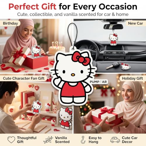 Image of PumpCar 2 pieces double-sided Hello Kitty hanging cartoon vanilla-scented funny car air freshener Cool hanging for rearview mirror Car Interior Accessories Gifts Kawaii Cute Fans Pink Truck SUV Home