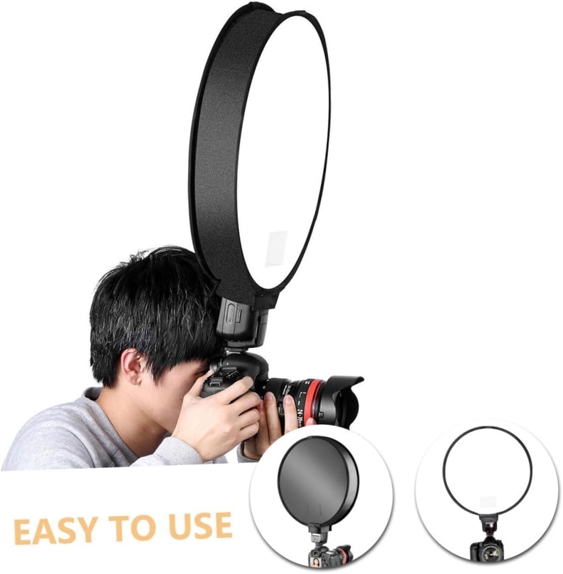 MERRYHAPY Portable Folding Photography Softbox Round Flash Lamp Cover for Camera Flash Light Diffuser