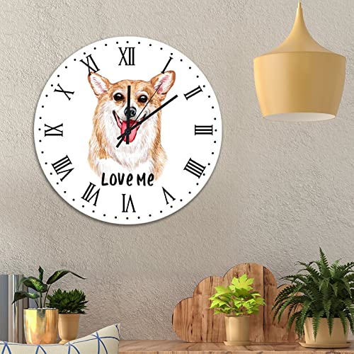 Horloge murale corgi en bois style rétro rustique 38cm - 4