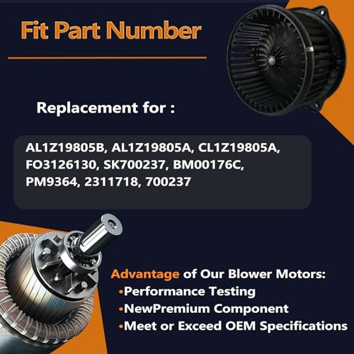 Image of HVAC A /C Heater Blower Motor Compatible with F-150 2009-2014(from 12 /2008), Expedition 2009-2017(from 11 /2008); Compatible with Lincoln Navigator 2009-2017(from 11 /2008)