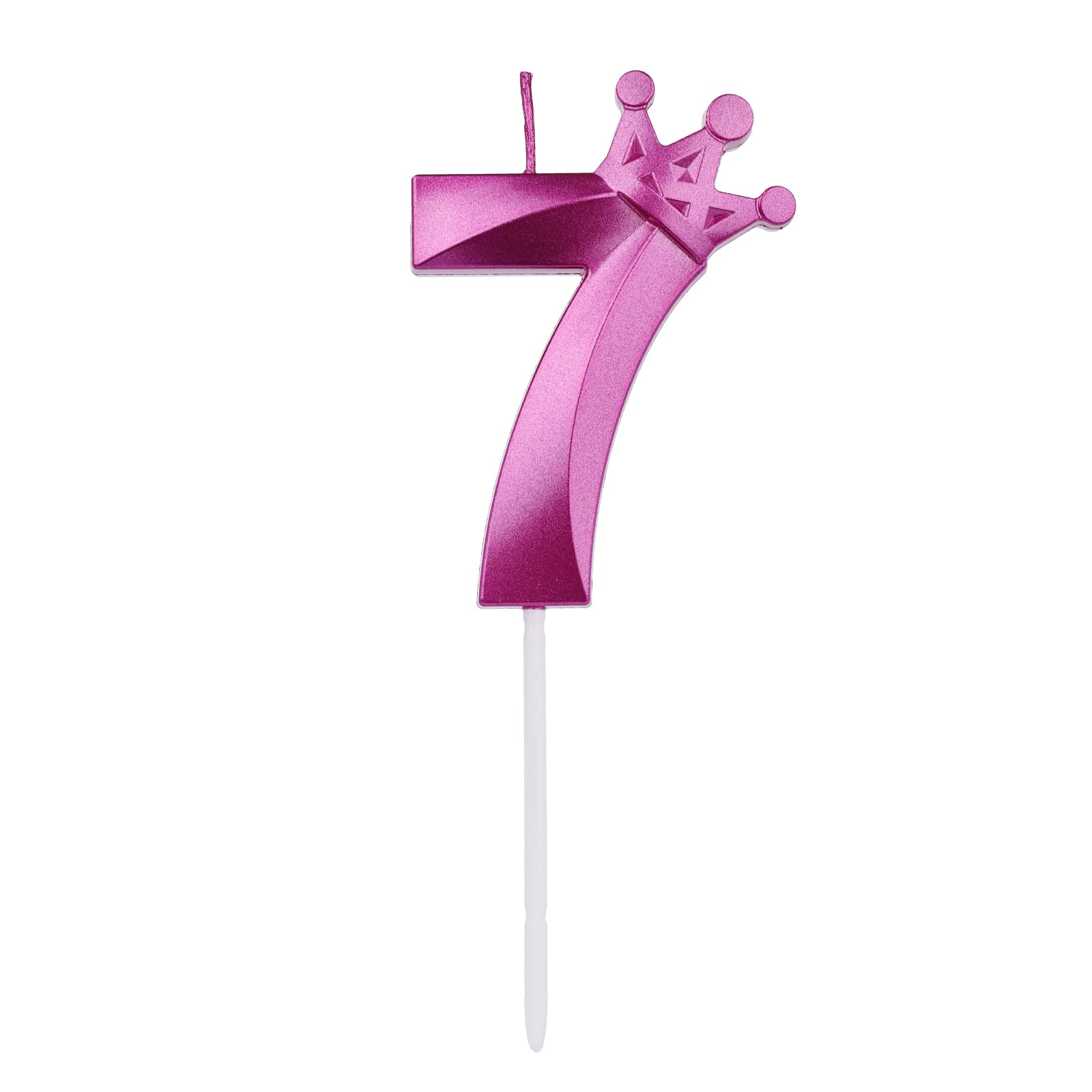 7,8cm Numero Candele di Compleanno, 3D Numeri Candele con Decorazione Corona Grande Cake Topper Candele con Numero per Torte di Compleanno Matrimonio Anniversario Lauree Feste (Rosa Rossa, 5