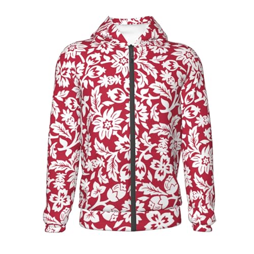 Red Flowers Kid Hoodies Boys Zip Up Sweatshirts Girls Pullover with Pocket2