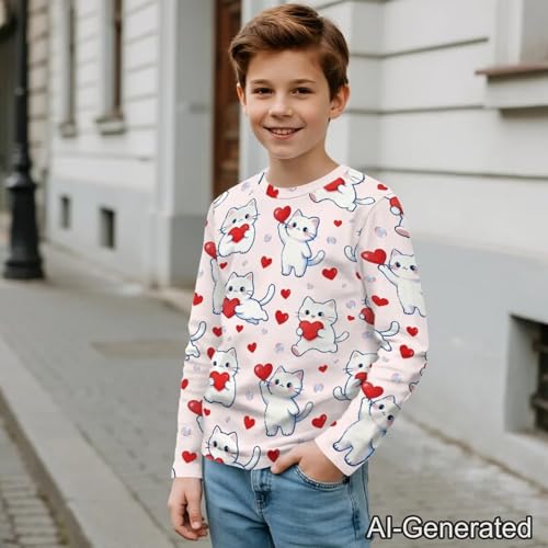 Image of Renewold Boys Girls Tees Kids T-Shirt Long Sleeve Crewneck T Shirts Casual Athletic Tops Clothing for Home School Travel
