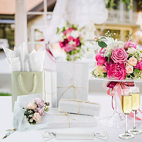 NEBURORA Seidenpapier weiß für Geschenktüten 60 Blatt weißes Seidenpapier Großpackung 50 x 35 cm weißes Verpackungspapier für Geschenkpapier Füller Blumen Kunsthandwerk Geburtstag Hochzeitsdeko (weiß)