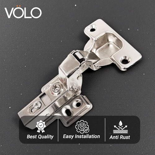 Image of VOLO 2D Soft Close Cabinet Hinges for Furniture, Wardrobes, Doors, and Storage Units | Mild Steel | 1 Year Manufacturer Warranty | (15 Crank | Inset, 4 Pieces (2 Set))