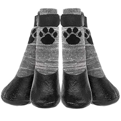 KOOLTAIL Anti Slip Dog Socks - Outdoor Dog Boots Waterproof Dog Shoes Paw Protector with Strap Traction Control for Hardwood Floors