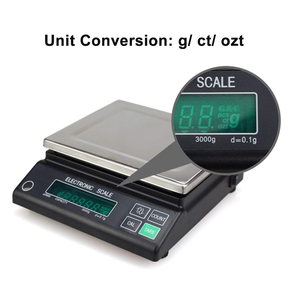 Balanza analítica electrónica, báscula de Laboratorio de precisión de 5000g, balanza de Laboratorio Digital de 0,1g, pesaje de precisión de Cocina, Pantallas LCD,3000g/0.