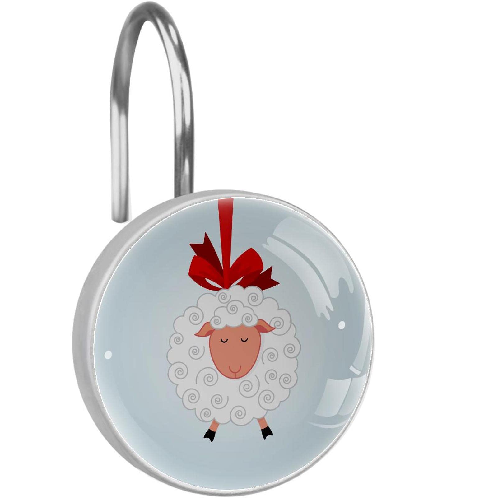 Rideau de douche et ses crochets mouton mignon en acier inoxydable pour embellir la salle de bain familiale