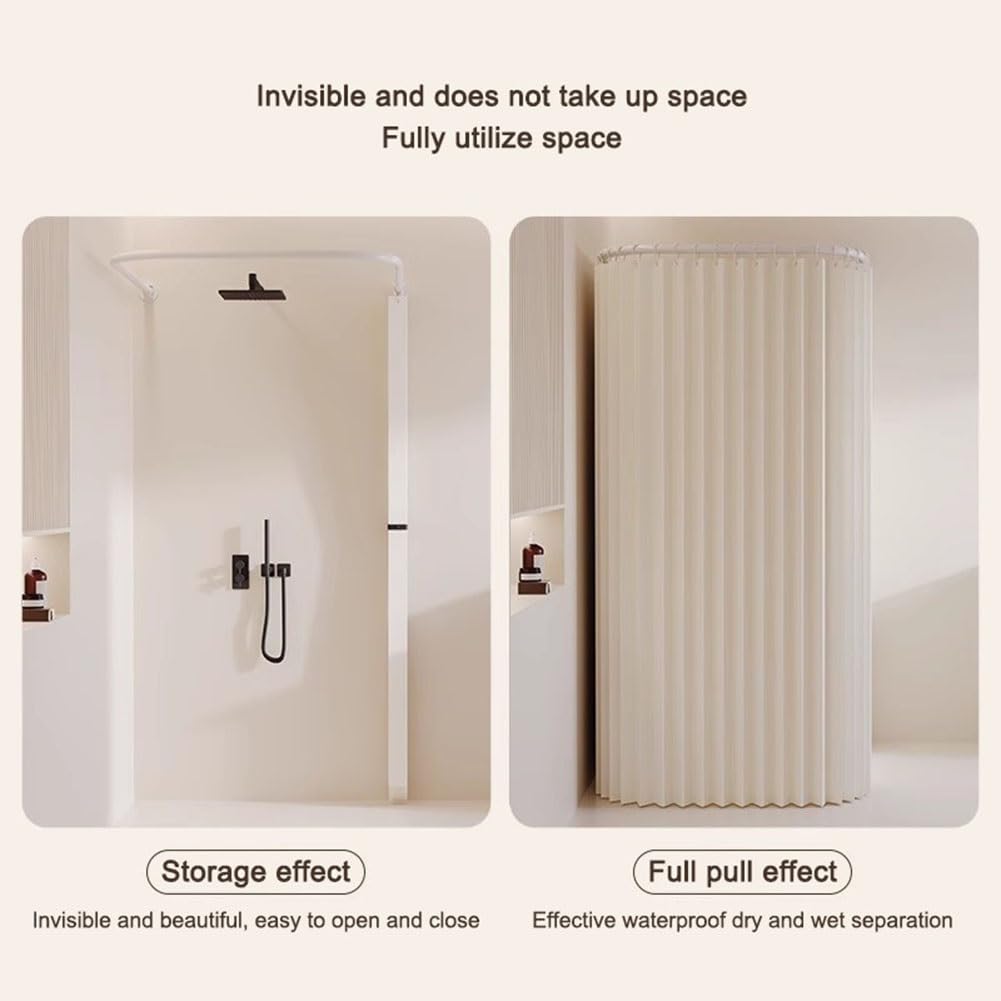 Rideau de douche pliable - Panneau de salle de bain étanche avec tringle en forme de U - Paravent peu encombrant - Pour la famille et l'hôtel - 360 x 200 cm (120 cm)