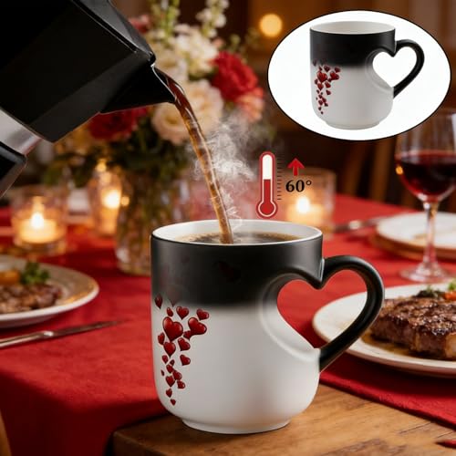 Taza mágica de cerámica con forma de corazón 11oz 2 pcs miniatura 6