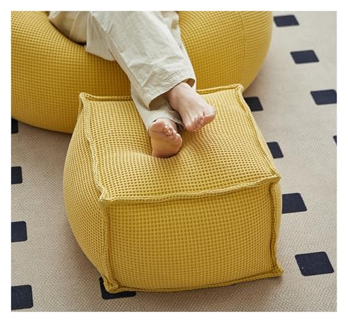 Pouf en pur coton gaufré noir, siège d'angle haut de gamme