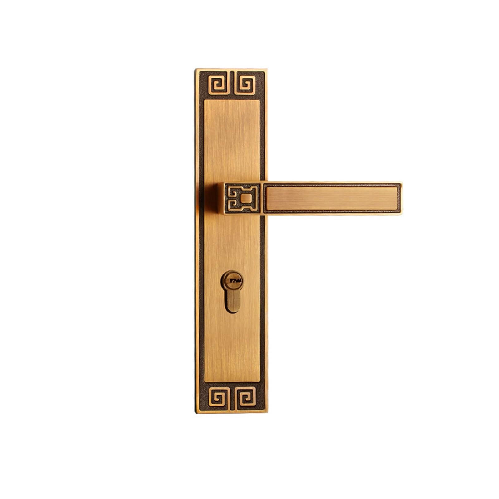 Poignée en brocart de bronze jaune pour serrure de porte intérieure en bois haut de gamme
