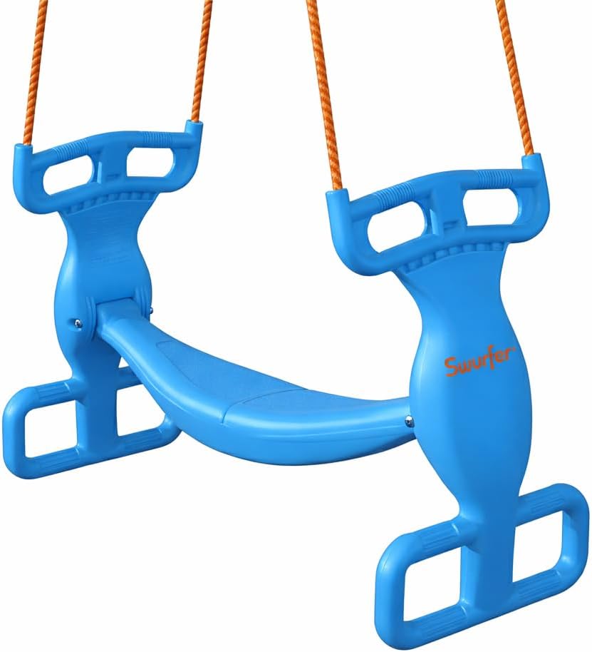 Swurfer Glider Swing for Kids - Outdoor Dual Swingset for Backyard Playset, Back-to-Back Swingset Accessories, Kids Outdoor Play Equipment, Heavy Duty, Easy Install, Up to 150lbs, Age 3+, Blue/Orange