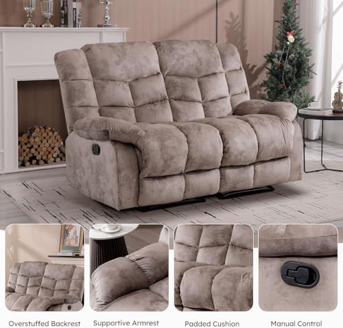 Sillón reclinable moderno marrón extra ancho miniatura 3