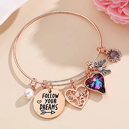 Image of Ursteel Birthday Gifts for Women Girls Bracelet, Birthday Charm Bracelets 10th 20th 30th 40th 50th 60th 70th 80th 90th Birthday Gift for Daughter, Sister, Friend, Teen Girls, Mom, Grandma