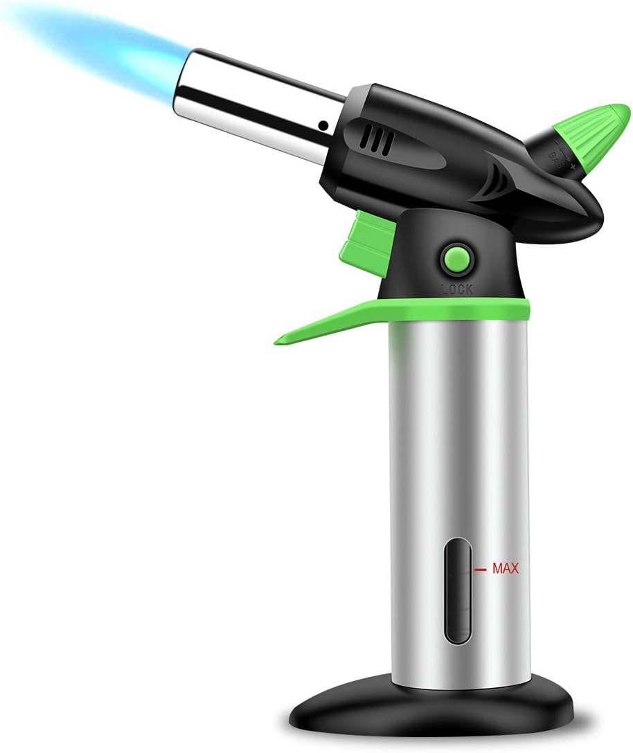 Himover Butane Torch, Culinary Chef Cooking Kitchen Blow Torch Refillable Flame Lighter with Safety Lock for Baking, DIY, Creme Brulee, BBQ and Soldering (Butane Fuel Not Included)