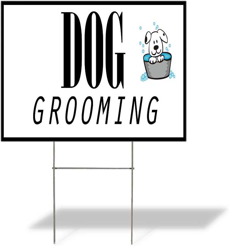 Weatherproof Yard Sign Dog Grooming Outdoor Advertising Printing C White Lawn Garden Pet 18x12 Inches 2 Sides Print