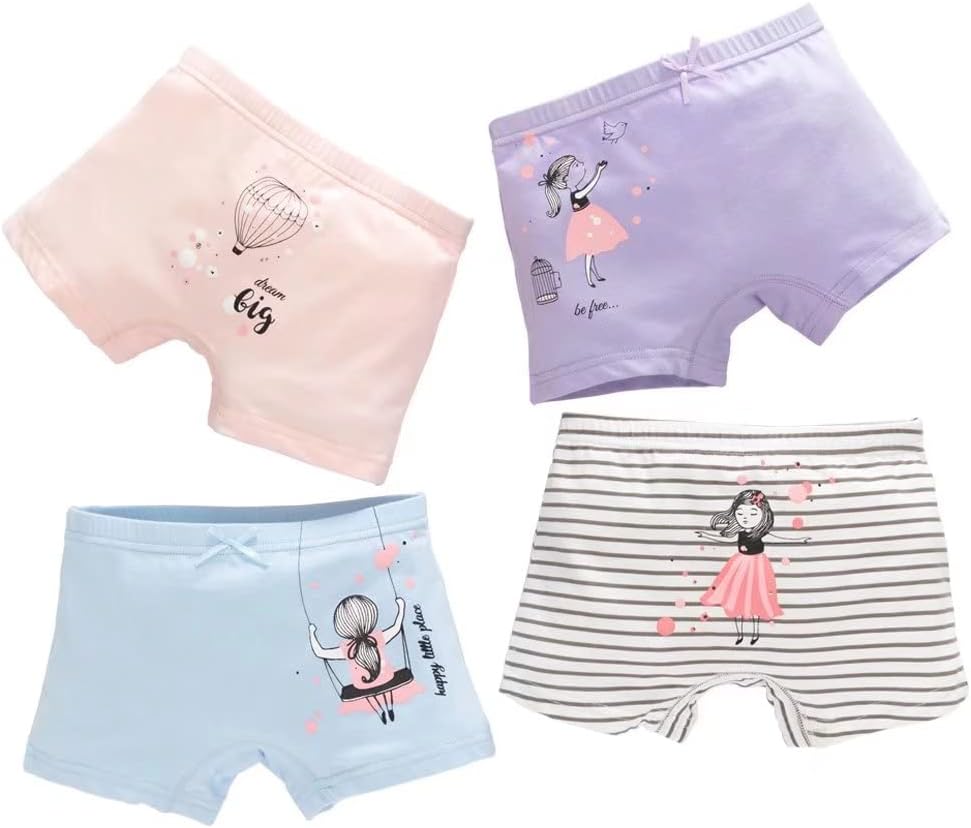 Little Girls Cotton Boy Shorts – Soft Toddler Panties, Breathable Underpants & Undies for Baby Girls 4-5 Years Princess Boxer Briefs Underwear