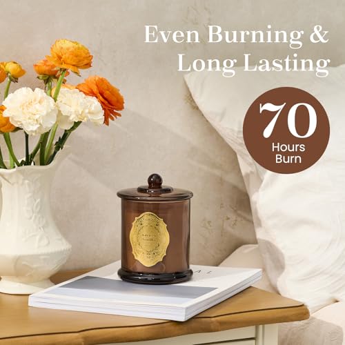 M&SENSE 360g Soy Scented Candles Tobacco Vanilla - 60 Hours Long Burning, Natural Non-Toxic Glass Jar with lid Candle, Aromatherapy for Relaxing, Luxury Birthday/Mother's Day Gifts for Women - Image 5