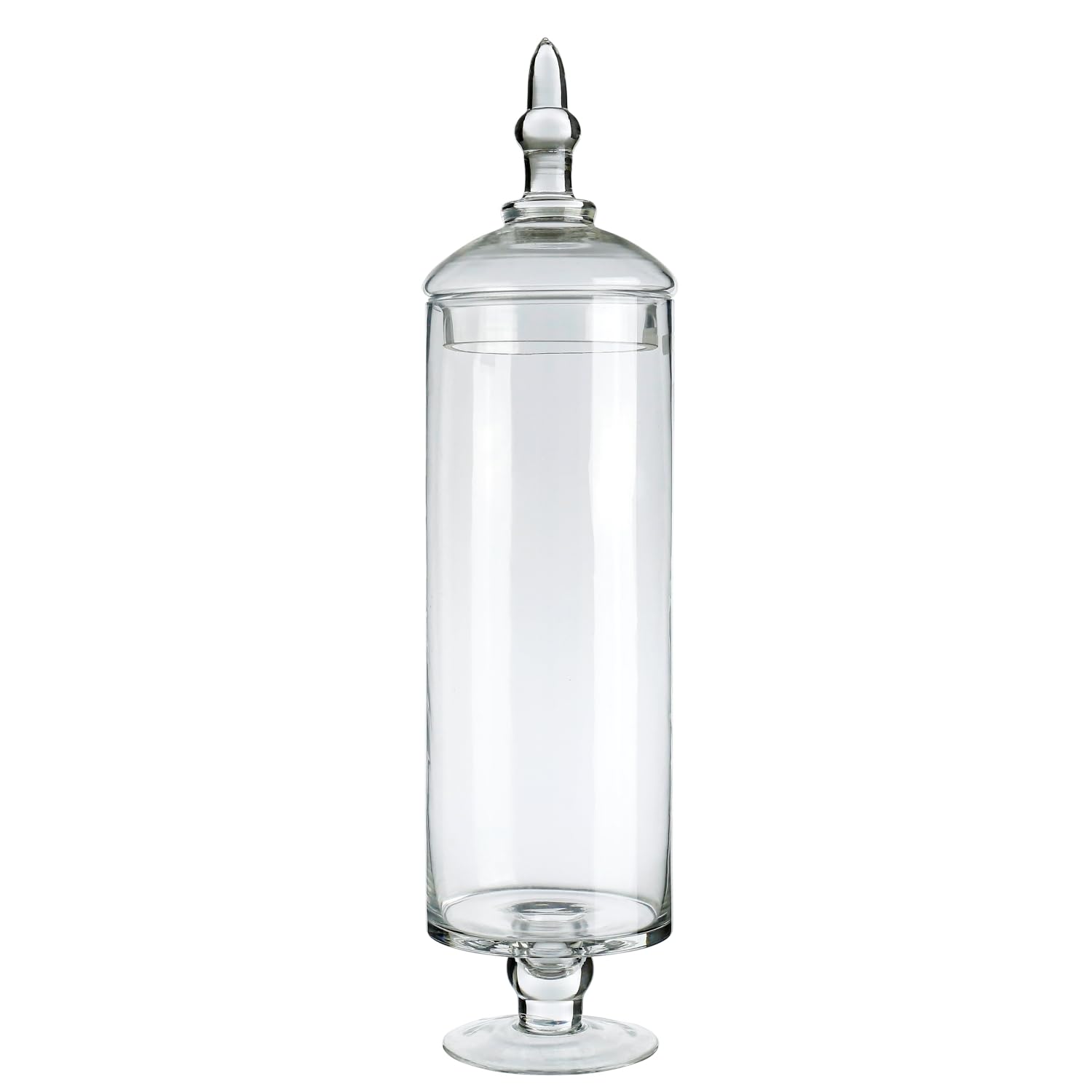 Elegant Clear Glass Apothecary Jar with Lid - Perfect for Wedding, Party, Kitchen, Bathroom - Tall Decorative Canister (20" x 5.5" - 113 FL.OZ)