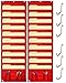 COMPONO Wall Storage Pocket Charts (2 PACK) File Organizers with FREE BONUS 6 Door Hangers- Best Pocket Chart for School, Classroom, Home or Office Use. Wall Pocket Chart Organizer (Red)