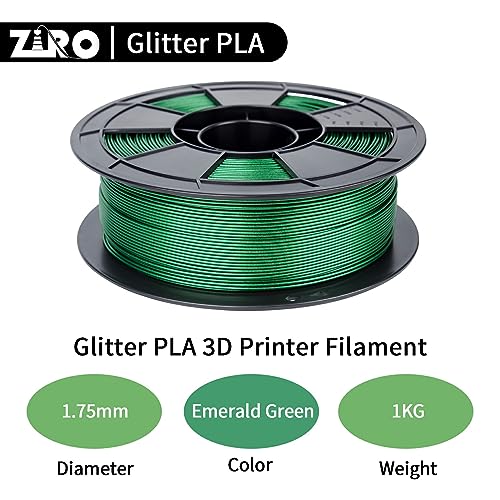 Image of ZIRO PLA Filament 1.75mm, Shiny Sparkle PLA with Glitter, Diamond Series Filament, Bright Color Shining Material 1kg /2.2lbs Spool, Fit Most FDM 3D Printers, Diamond Emerald Green