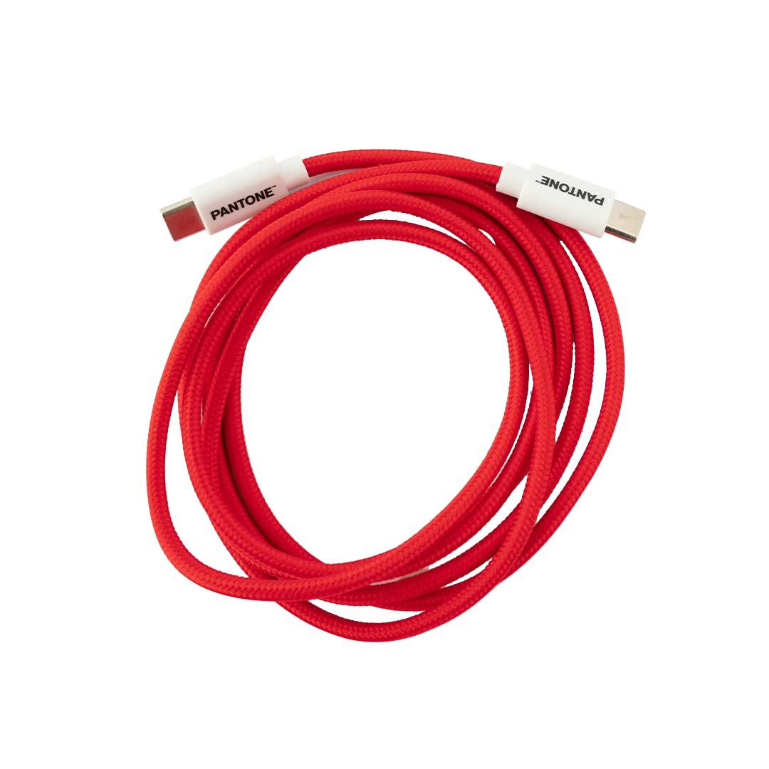 Celly - Cable USB-​C a USB-​C con conector reversible para carga rápida, longitud de 1,​5 m, conectores de PVC y revestimiento de nailon antidoblado, carga y transferencia de datos rápidos, color rojo
